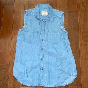 Faux jean button down vest